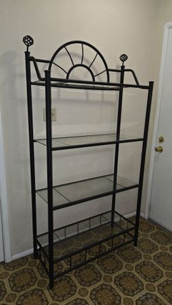 Black Iron & Glass Shelves 6'