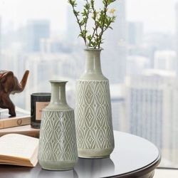 2 -Pack Gray Metal Rustic Vase