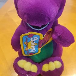 NWT Barney The Dinosaur Stuffed Plush 12” Purple Green Vintage 1992 Lyons Group