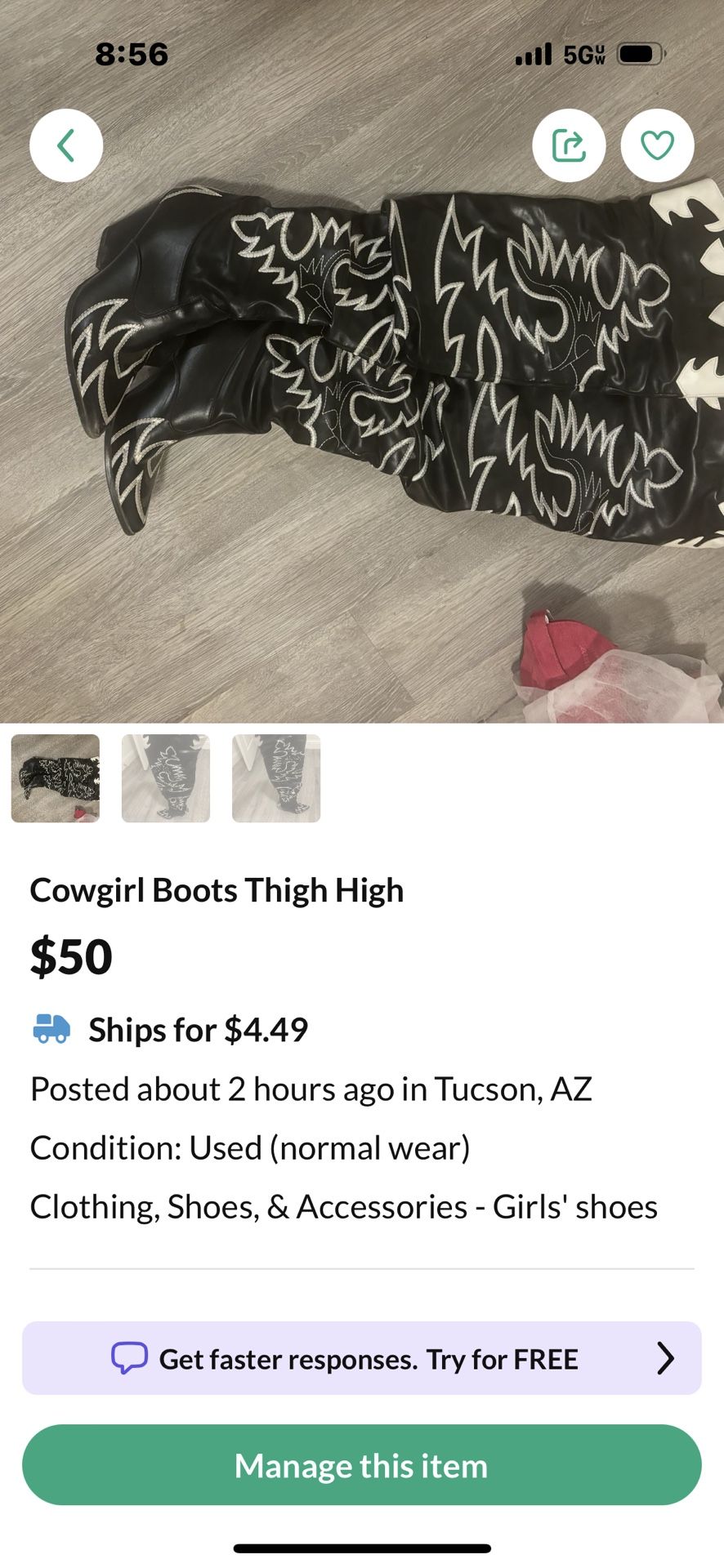 Thigh High Cow Girl Boots