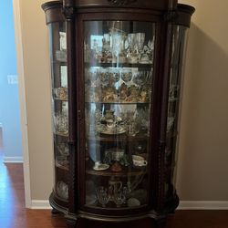 Antique Dark Wood China Cabinet 