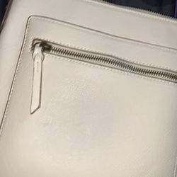 Cream/white purse, crossbody bag.