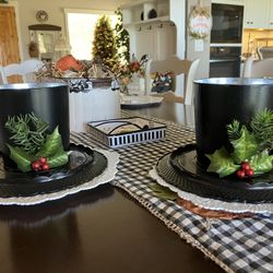 Homemade Christmas Candle Holders And Greenery Holders