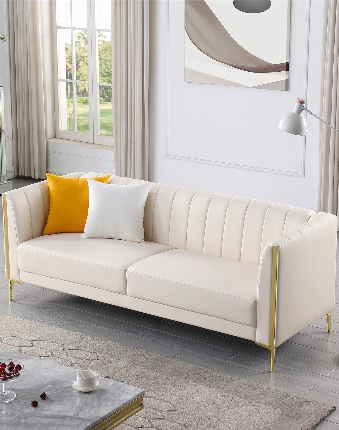 White Faux Leather Couch