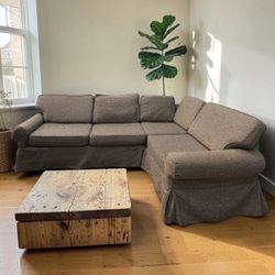 Pottery Barn Gray Fabric L-Shaped Sectional Sofa