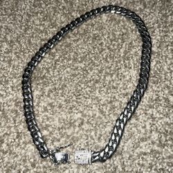 12mm Iced Clasp Stainless Steel Premium Cuban  Chain Silver