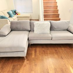Modern low-profile gray sectional- Excellent Condition!