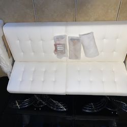 White Leather Sofa Couch 