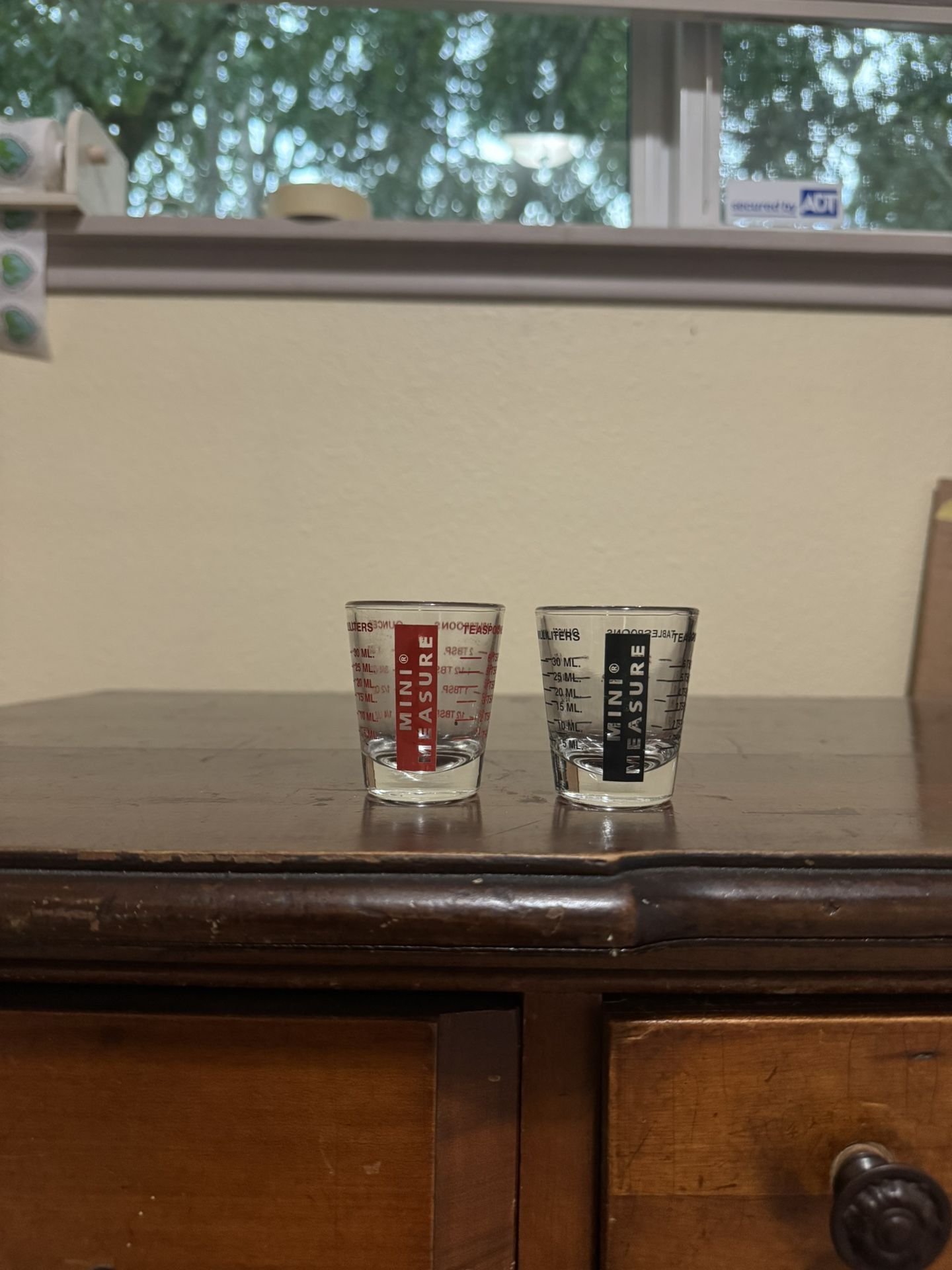 Mini Measure Glass Shot Glass Measuring “Spoon” Set Of 2