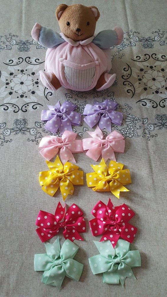 Hair Bows Clips And Teddy Bear 