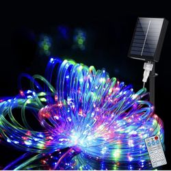 Solar Rope Lights Outdoor, 200 LED 72 Ft Remote Control&Timing Function Solar Powered Fairy String Lights IP65 Waterproof 8 Modes Trampoline Lights fo