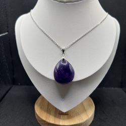 Purple Amethyst Silver Chain Necklace