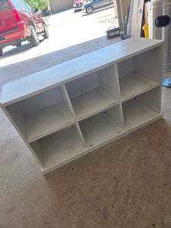 White Wood Cubby Shelf Unit
