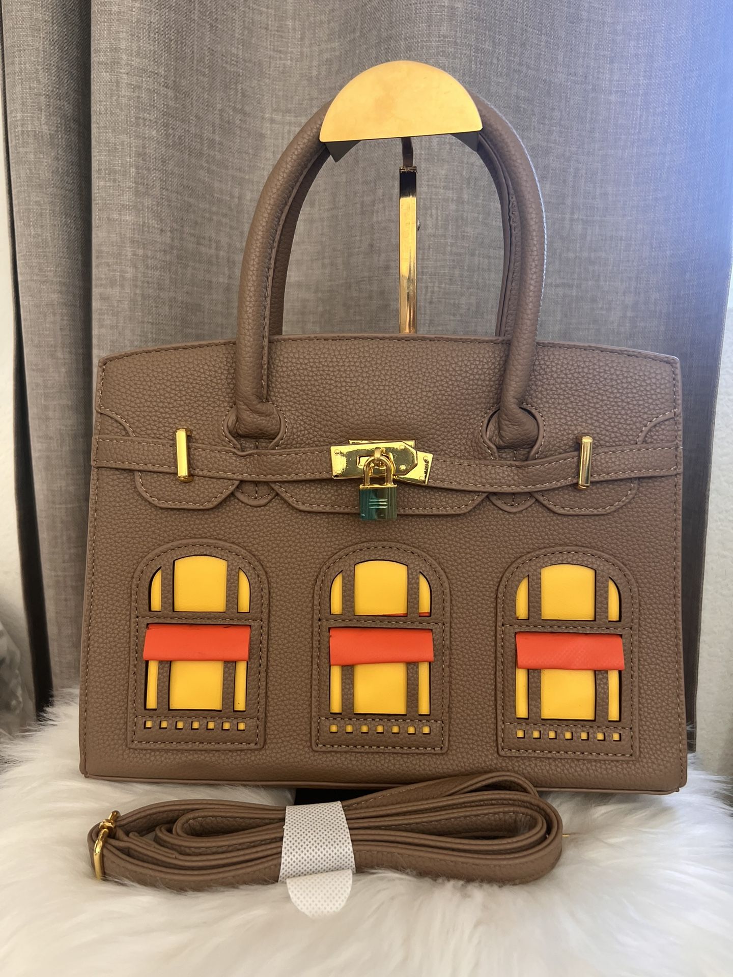 Beige Leather H Handbag Shoulder Bag New