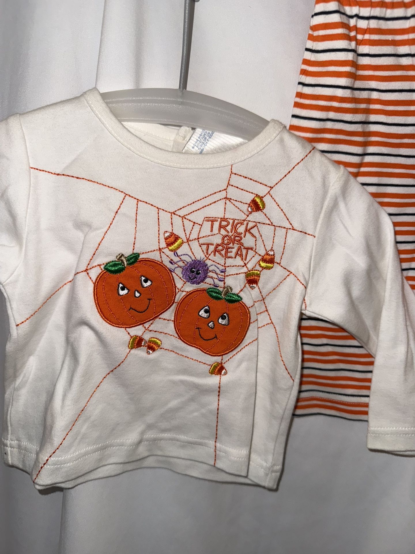 BNWT Girls Halloween Shirt & Pant Set, Size 6 Months, Cute Embroidered Deisgn