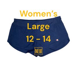 Women’s Champion Large 12 - 14 Shorts Sport Woven Navy Blue Activewear Athletic