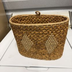 Wicker Woven Waste Basket Used in Good Condition $16 