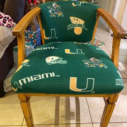 One of a Kind UNIVERSITY OF MIAMI (UM) REAL WOOD CHAIR