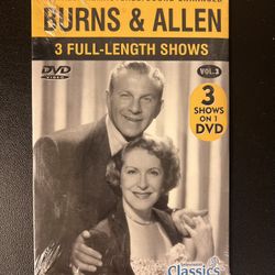 Burns & Allen DVD 3 Full Length Shows Video Television Classics New Sealed