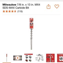 Milwaukee 7/8 in. x 13 in. MX4 SDS-MAX Carbide Bit