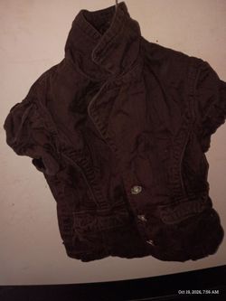 Dark Brown Short Sleeve Button-Up Jacket