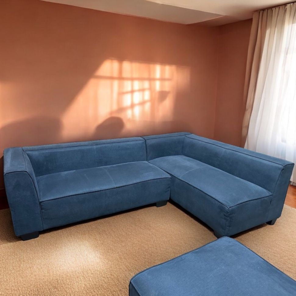 Dark Blue Home Elegance 98” by 66” 2pc Modular Sectional Sofa with