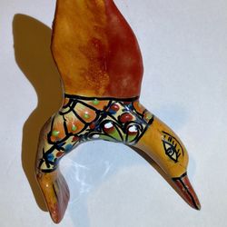 Hand Painted Vintage Souvenir Ceramic Bird from Mexico 1960s-1970s