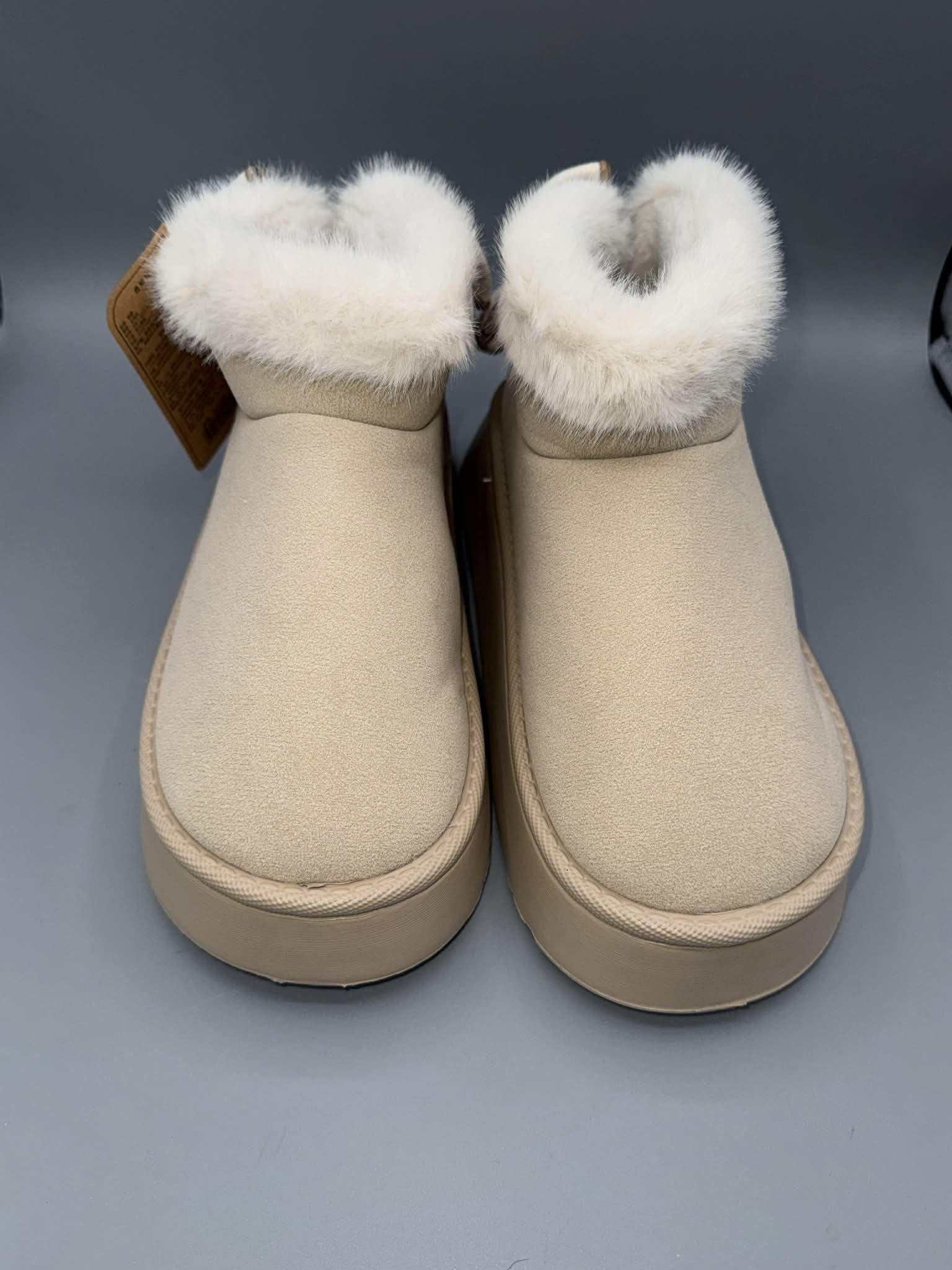 Women's Fur Collar Snow Boots Bow Decor Lined Platform Sole Non-Slip Warm Winter