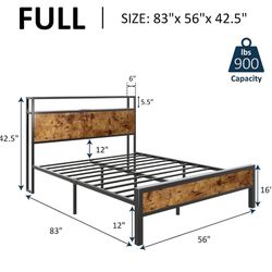 Full Sized bed frame W/full Sized Mattress If Wanted
