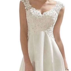 Brand new Wedding Dress beautiful ivory / Cream chiffon and lace with beadwork size 6