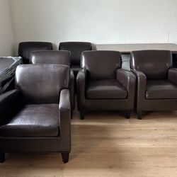 Set Of  6  Leather Armchairs 