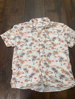 Men’s flamingo palm tree button shirt size medium by good fellow #22