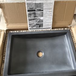 Lavabo Eden Bath de concreto negro mate NUEVO (rectangular moderno)