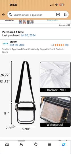 DNFUN Clear Crossbody Bag with Front Pocket
