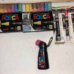 BRAND NEW 2 Packs Of Posca Markers, 3 Elmer’s Painters Marker, & Posca Mop’r