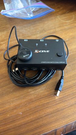 KCEVE 2 Port KVM Switch Dual Display