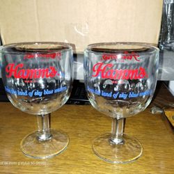 Two (2) Vintage Hamms Beer Glasses