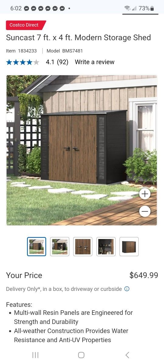 Suncast 7 ft. x 4 ft. Modern Storage Shed $600