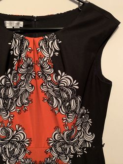 LONDON TIMES size 8 perfect work dress red and black with white touches. Super slimming.