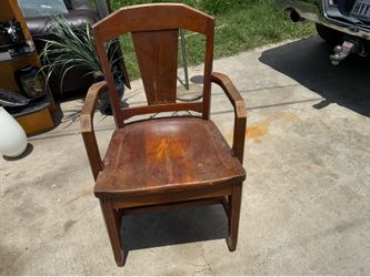 Vintage Tuscola County Courthouse Armchair – 1930s Solid Wood