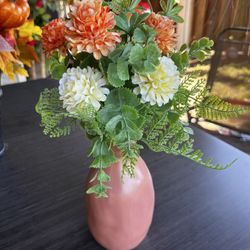 Nice Artificial Flowers with Glass Vase.  