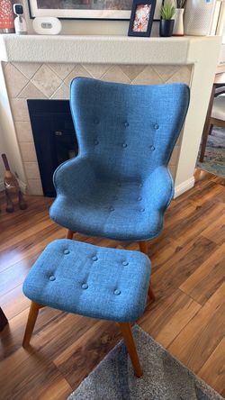 Mid-Century Modern Accent Chair with Ottoman