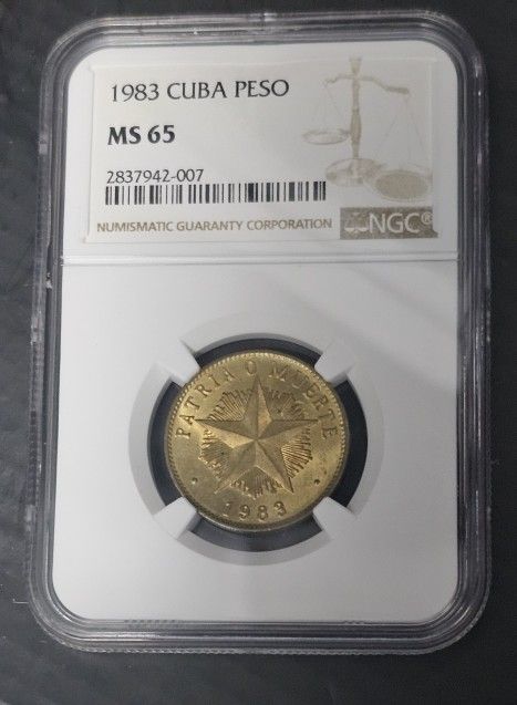 1 Peso 1983 Star Cuba MS 65