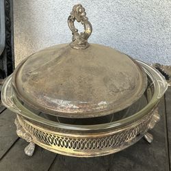 Silver plated covered casserole dish
