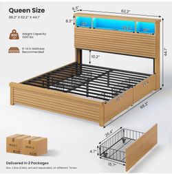 Full & Queen bed frame with drawer