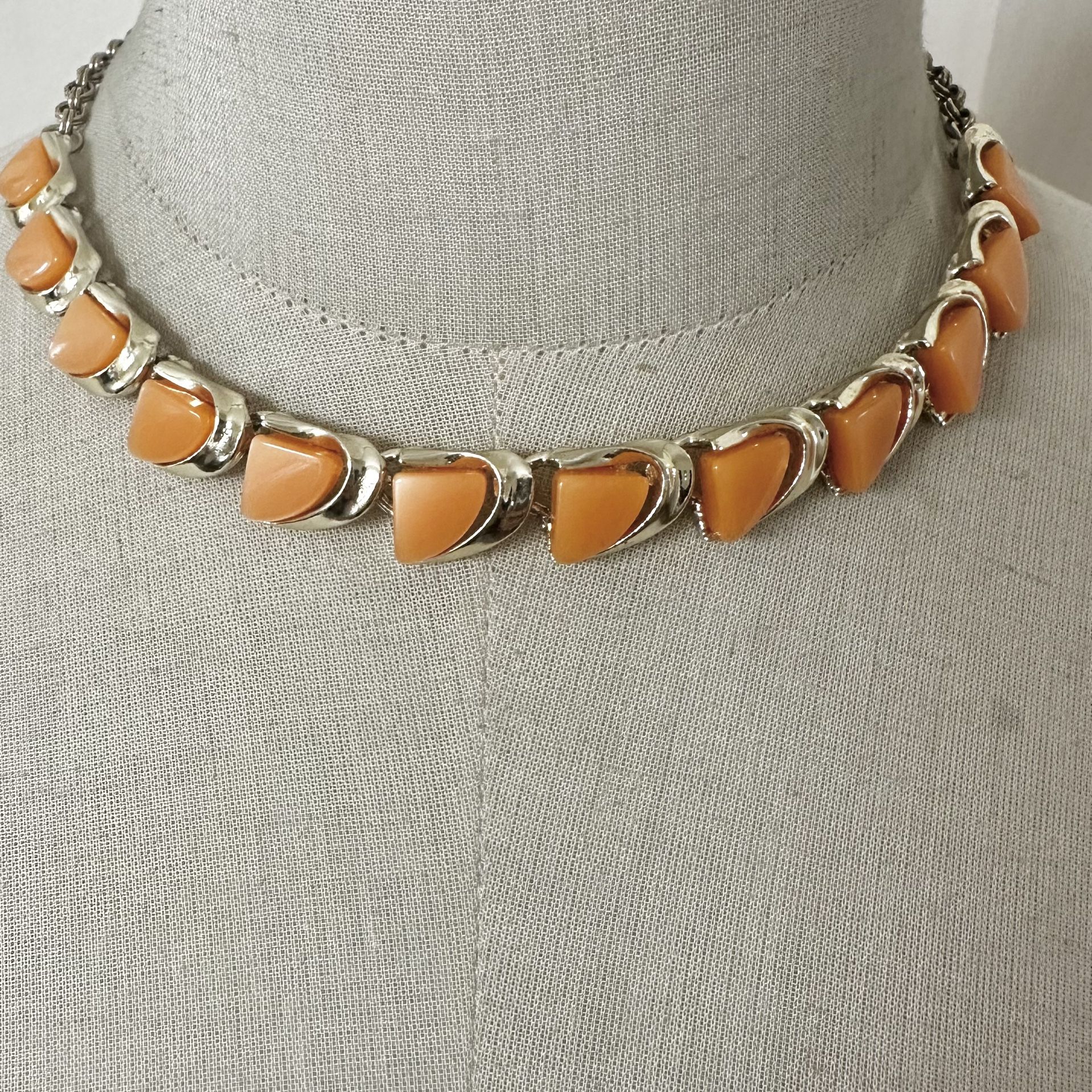Orange Gold Tone Vintage Choker Necklace