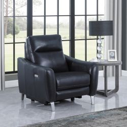Brand New Navy Blue Leatherette Power Reclining Chair