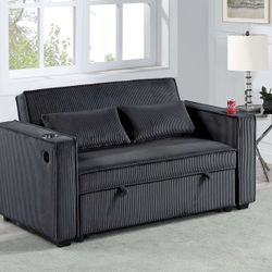 Brand New Gray Or Black Corduroy Twin Sofa Bed