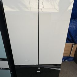 Samsung Bespoke Refrigerator In White And Charcoal Glass