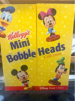 Disney Kellogg’s Mini Bobble Heads Collection 2003 Complete Set of 16 with Original Display Box